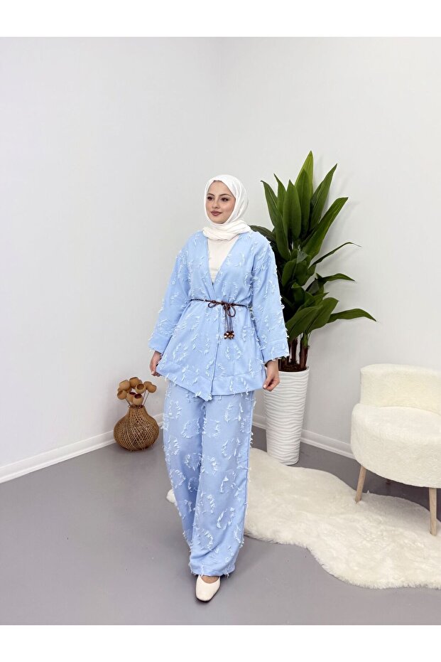 Tasseled Belted Kimono Set - 2