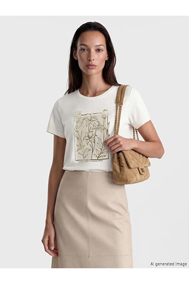 Crew Neck Printed Women's T-Shirt (S6)
