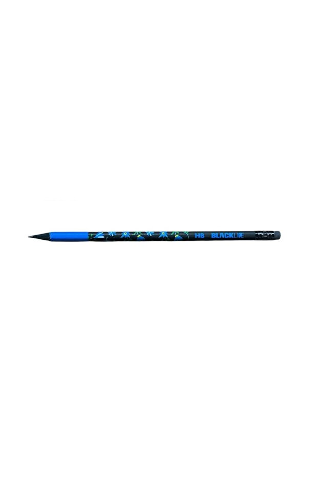 Adel blackline flowers pencil with eraser hb-blue