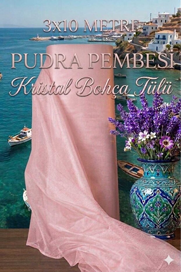 Multi-Purpose Crystal Tulle (Bohça Tulle) 3X10 Meters - Powder Pink