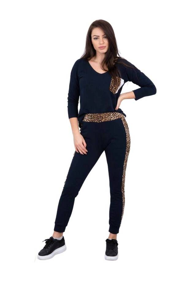 Set cu imprimeu leopard bleumarin - 1