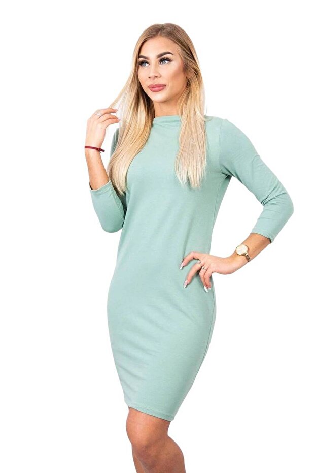 Rochie clasică, mentă închisă