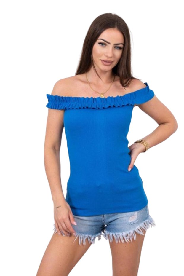 Bluză albastră cu volane
