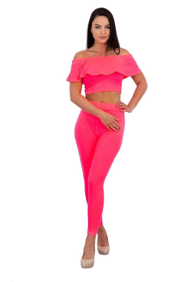 Set cu volane roz neon
