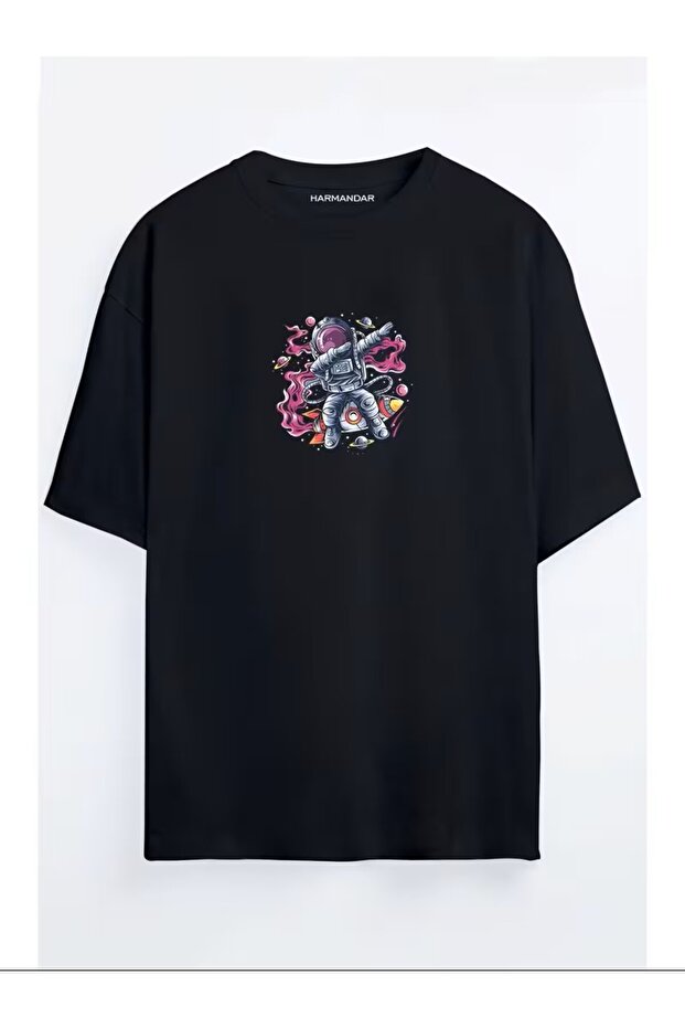 Astronaut Printed Unisex Black - White - Orange - Beige Oversize T-shirt