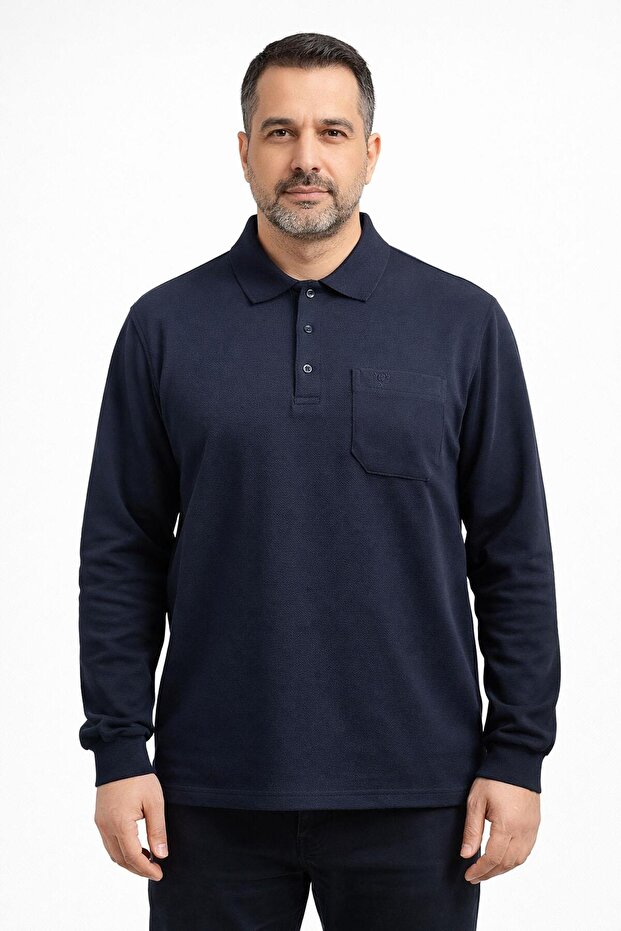 Simenti Regular Fit Polo Neck Long Sleeve Sweatshirt - 7566