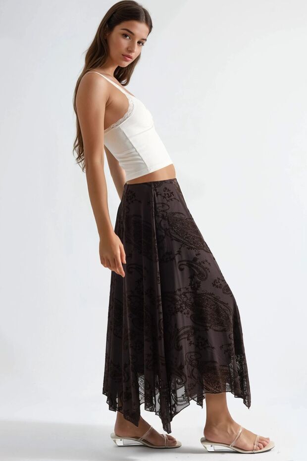 Busem Patterned Asymmetrical Maxi Skirt - 2