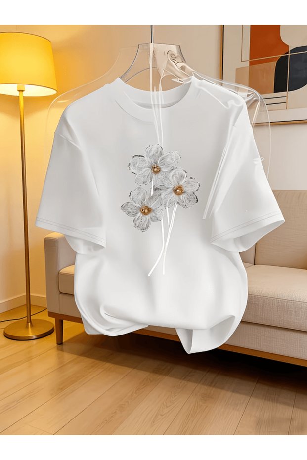 Papatya Buket Printed Premium Oversized T-Shirt