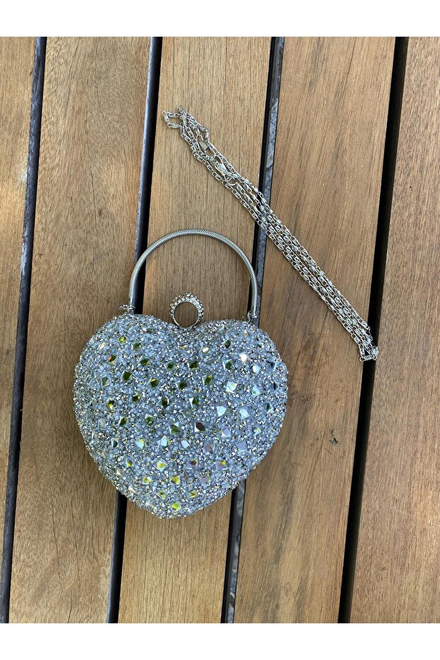Crystal Heart Look Evening Dress Bag