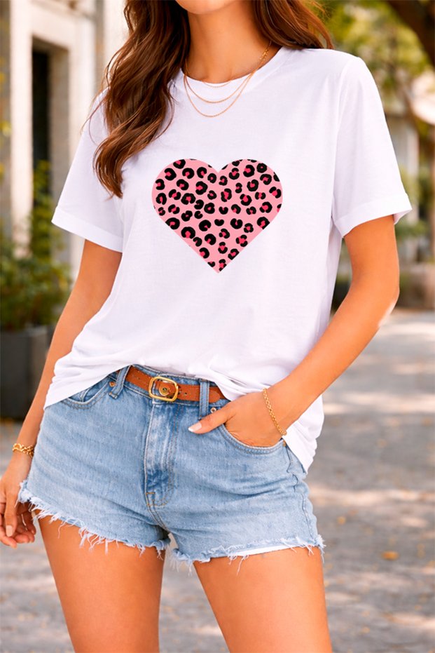 Women's Printed Detail Oversize Bol Cut T-Shirt with Cycling Neck