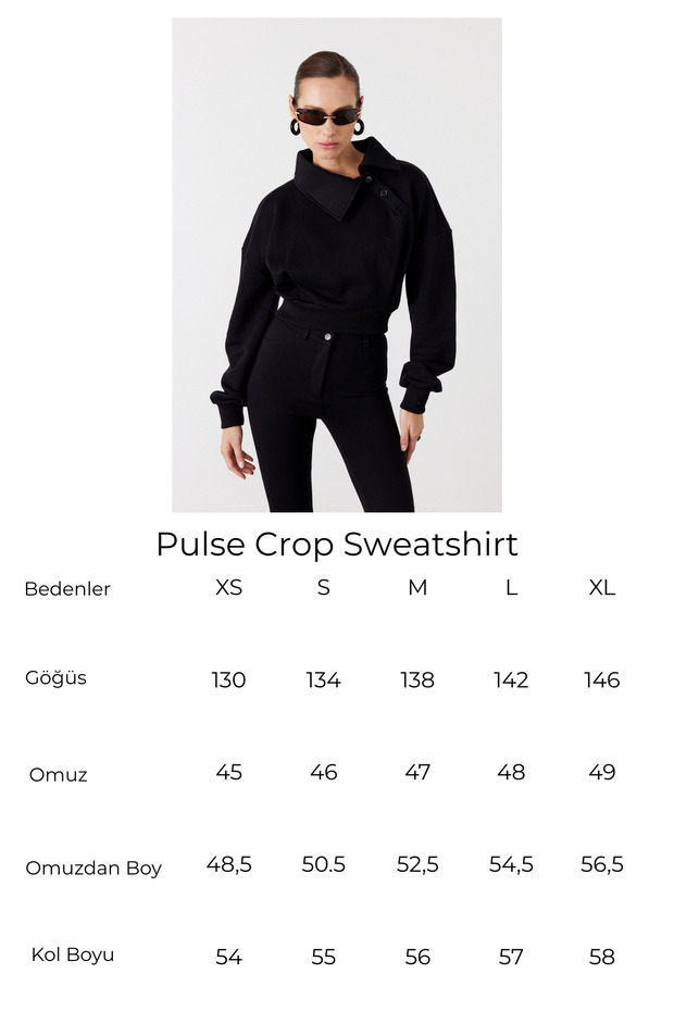Pulse Crop Sweatshirt Siyah - 7