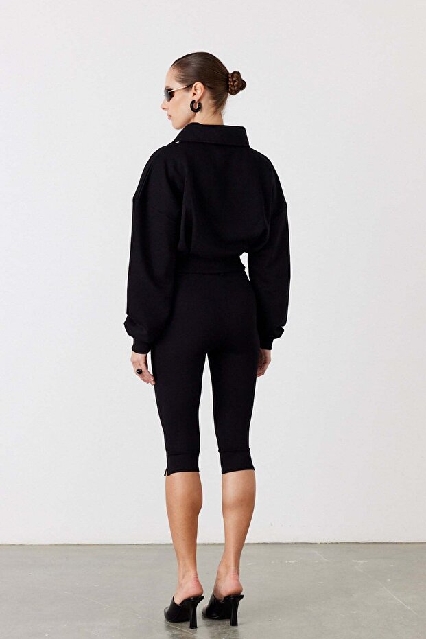 Pulse Crop Sweatshirt Siyah - 6