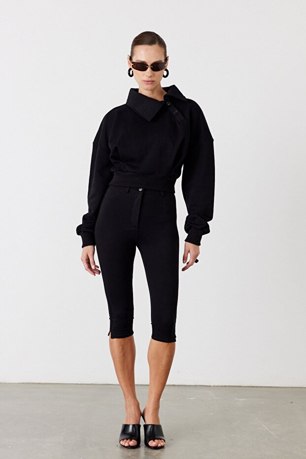 Pulse Crop Sweatshirt Siyah - 3