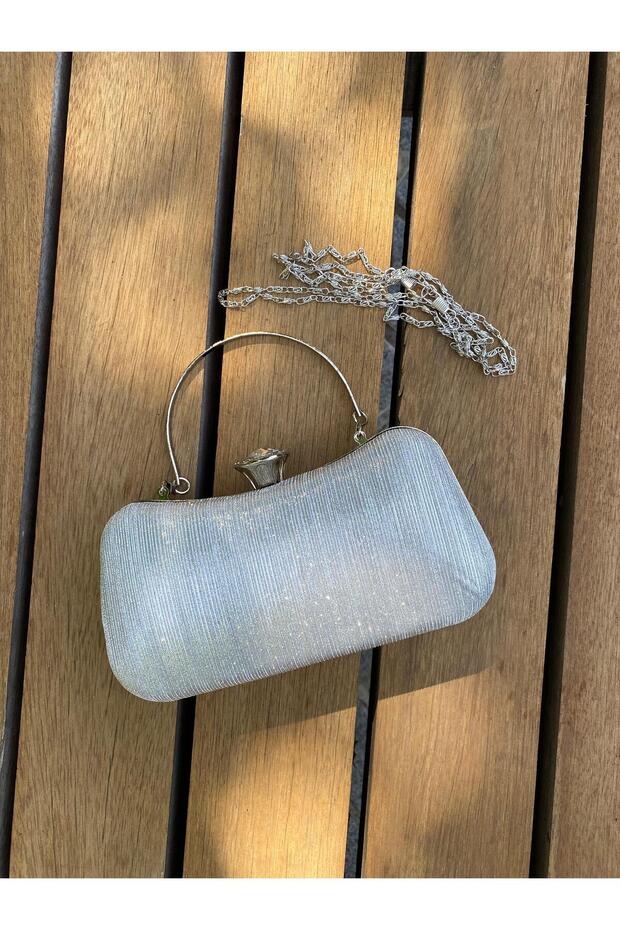 Stone Detailed Glittery Evening Dress Bag