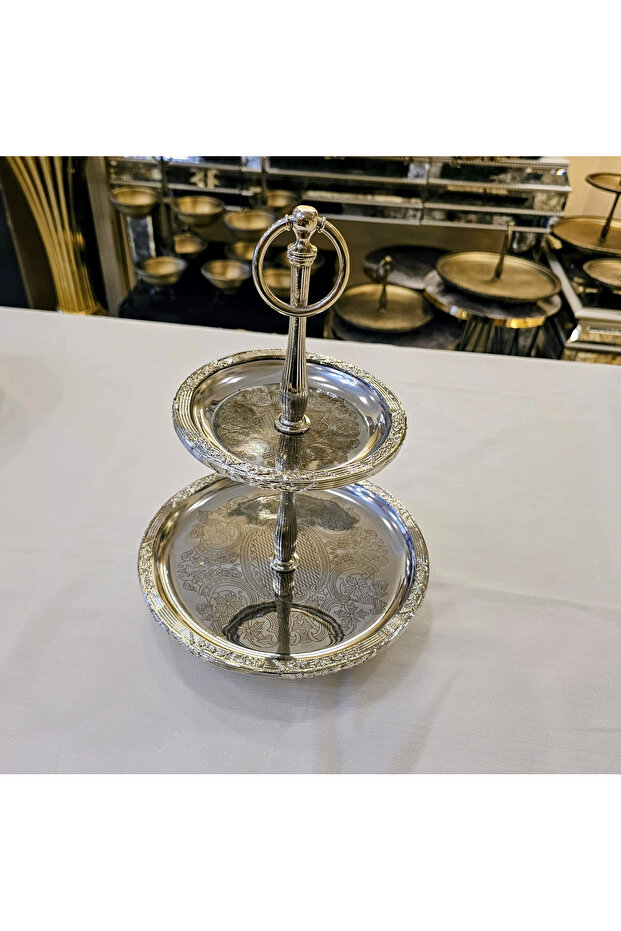 2-Layer Stainless Steel Presentation Plate 22/15 Cm. Silver