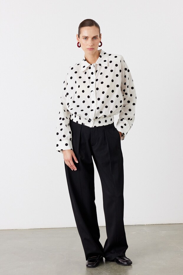 Dot Puantiyeli Gömlek Beyaz - 4