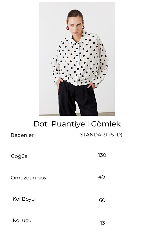 Dot Puantiyeli Gömlek Beyaz - 6