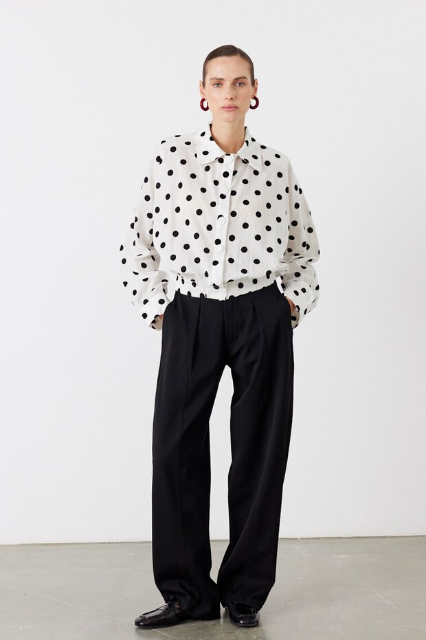 Dot Puantiyeli Gömlek Beyaz - 2