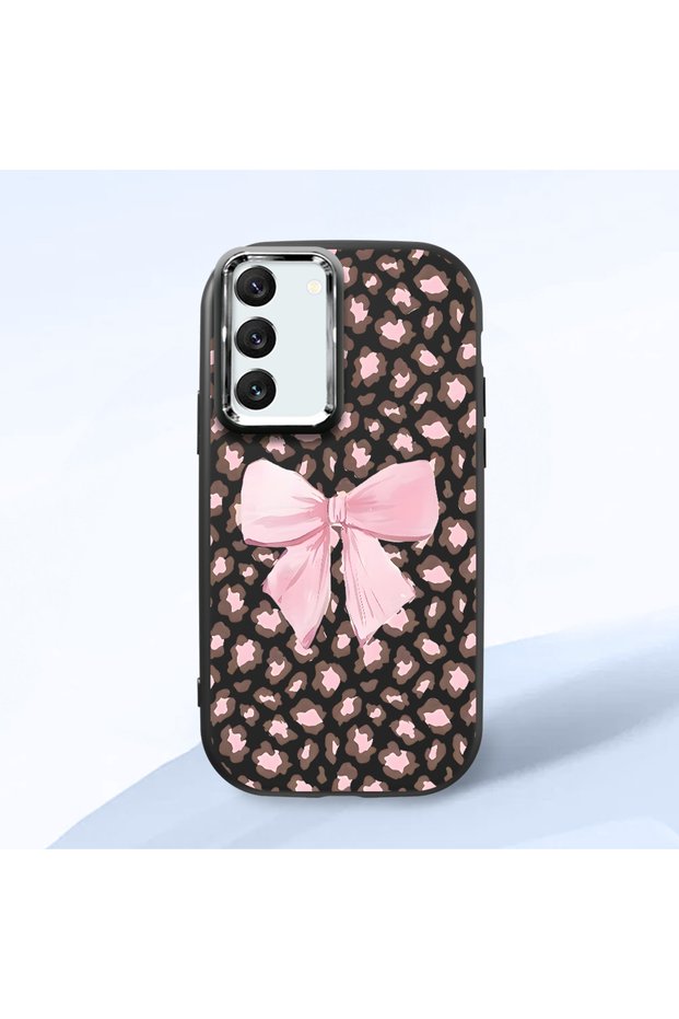 Samsung Galaxy S22 Compatible Shock-Absorbing Camera Protected Black Silicone Case Leopard Printed I