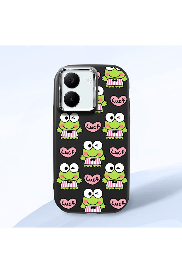 Vivo Y77T/Y78M Compatible Shock-Absorbing Camera Protected Black Silicone Case Frog Princess