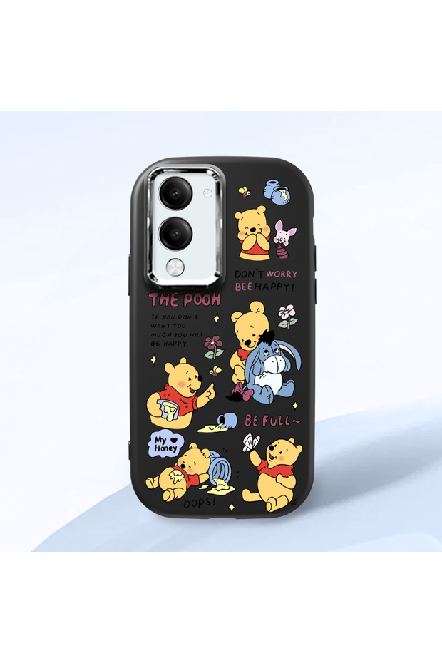 Vivo Y19S Gt Compatible Shock-Absorbing Camera Protected Black Silicone Case Cartoon Patterned