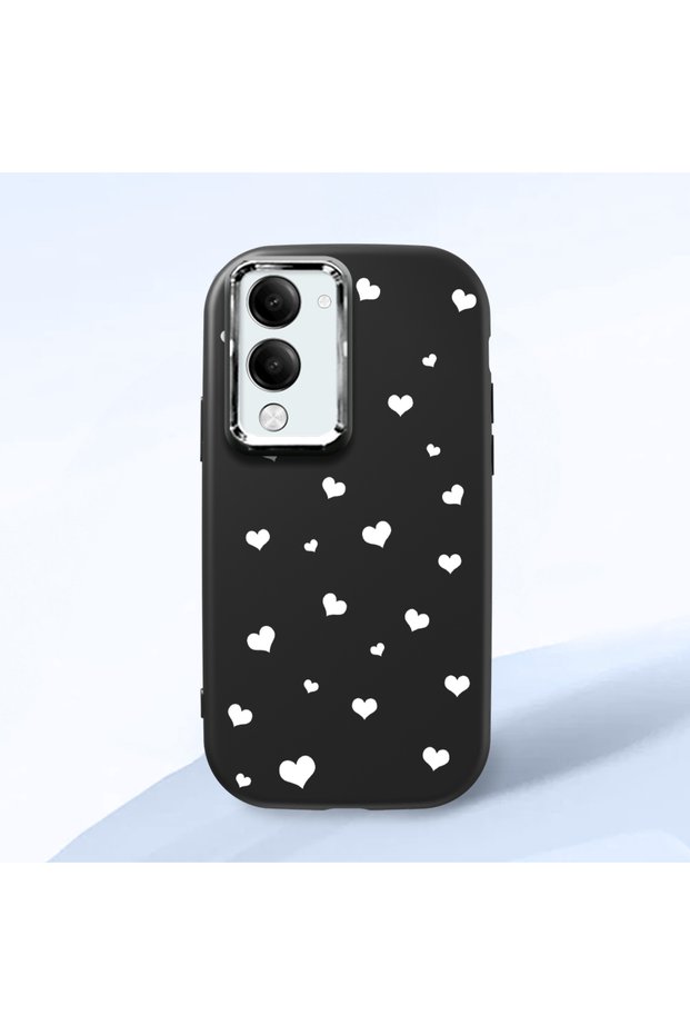 Vivo Y19S Gt Compatible Shock-Absorbing Camera Protected Black Silicone Case Heart Pattern