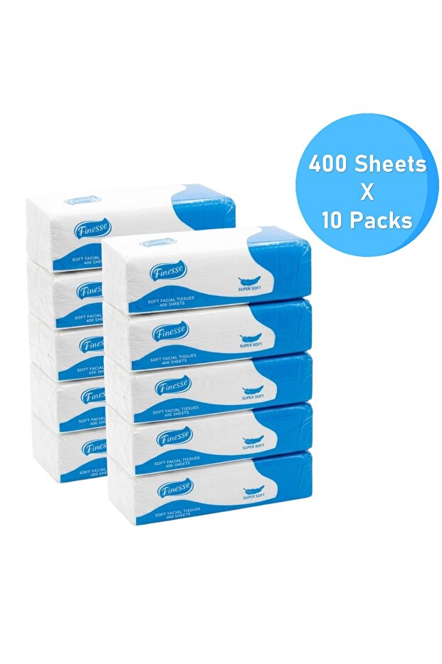 Daily Care Soft Pack Facial Tissue - Pack of 10 Boxes, 400 sheets x 2 Ply