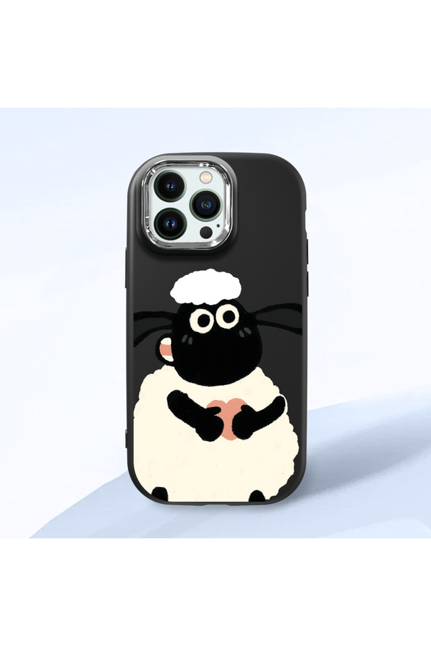 iPhone 12 Pro Max Compatible Black Silicone Case with Shock-Absorbing Camera Protections Kuzu Patterned