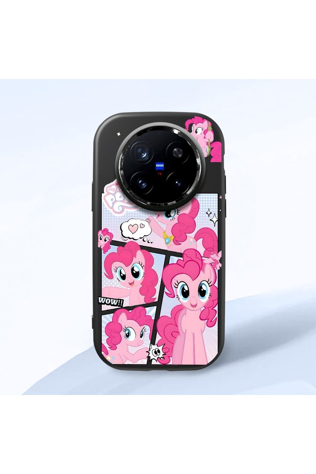 Vivo X200 Pro Compatible Shock-Absorbing Camera Protected Black Silicone Case Pony Patterned
