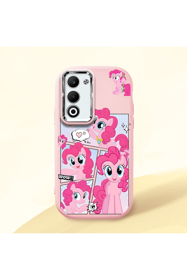 Oppo A5 4G/5G Compatible Shock-Absorbing Camera Protected Pink Silicone Case Pony Patterned