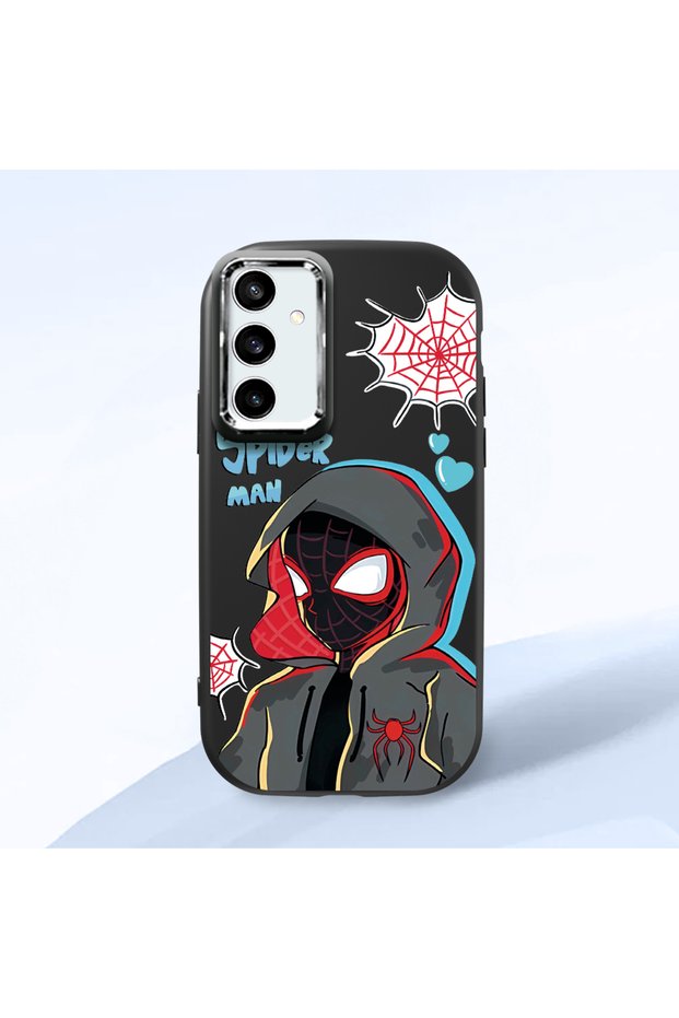 Samsung Galaxy S23 Fe Compatible Shock-Absorbing Camera Protected Black Silicone Case Spider-Man