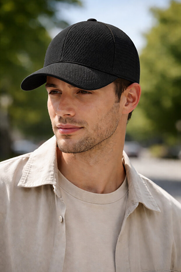 Textured Men's Hat Adjustable Unisex Baseball Cap Casual Sports