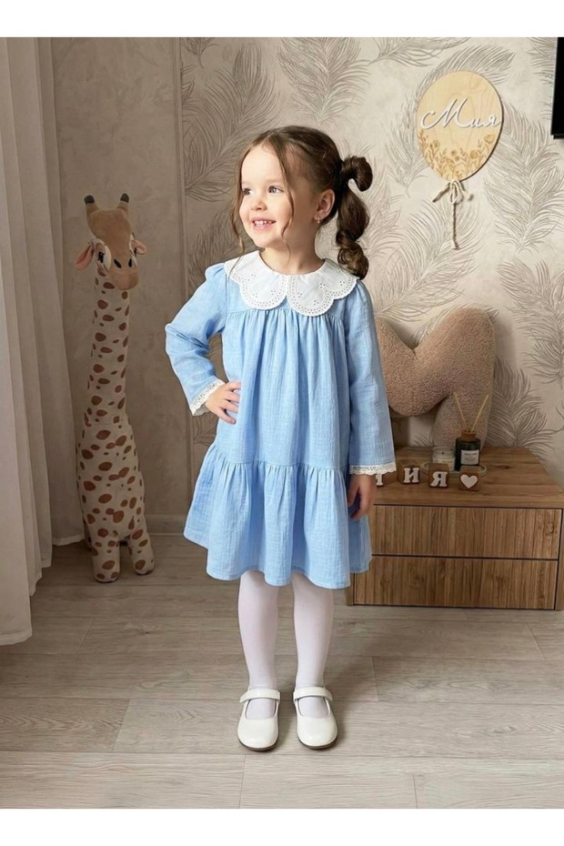 Eyelet Embroidery Collar Detail Princess Dress