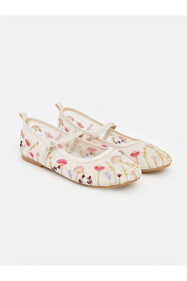 Lcw Steps Beige Girls' Mesh Ballerinas