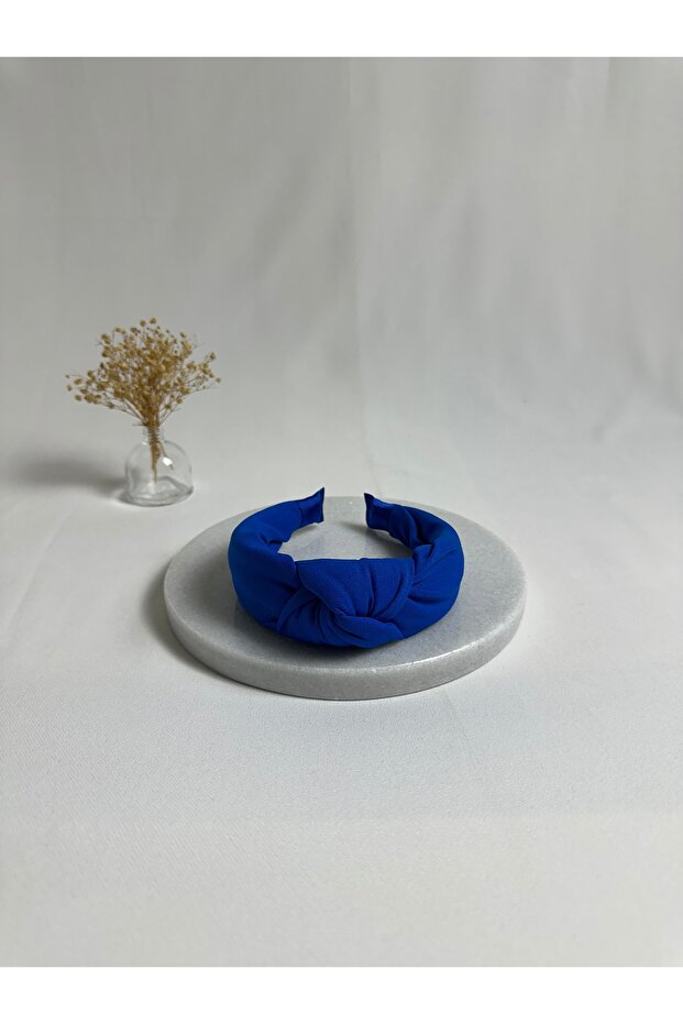 Cobalt Blue Double Crepe Knot Crown Hair Band