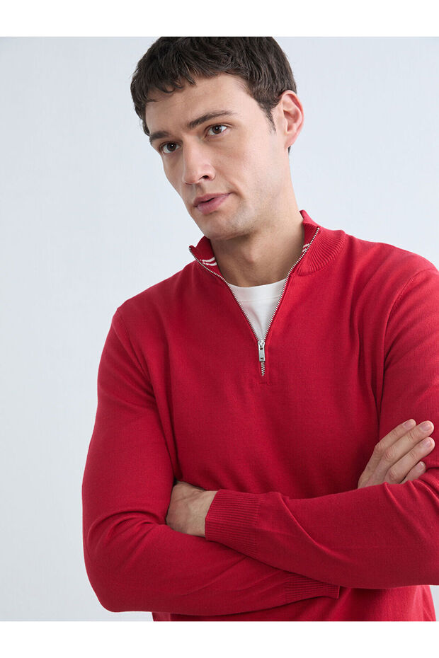 Red Mock Neck men's knitwear sweater from gulis store