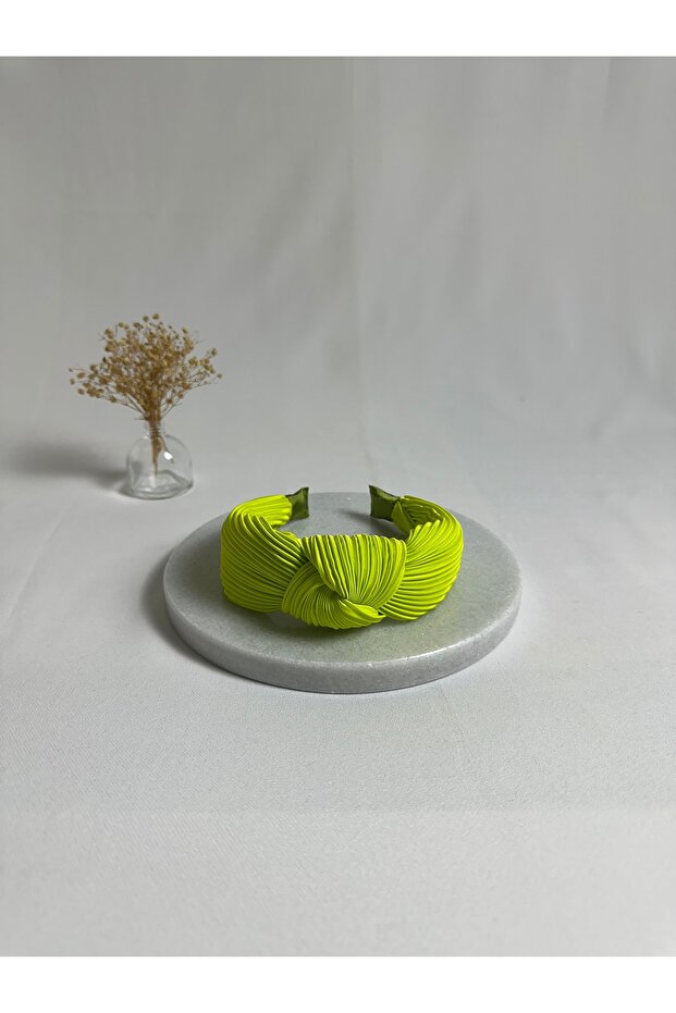Pistachio Green Pleated Knotted Crown Headband