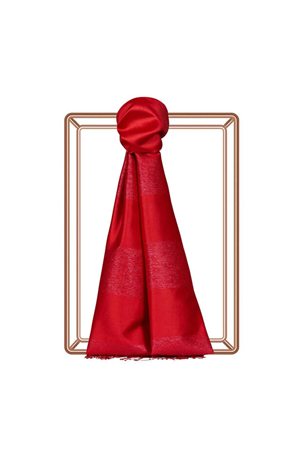 Single-Sided Silk Shawl - Glitter Block - Red