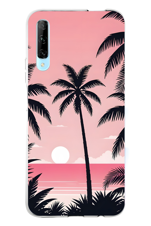 Huawei P Smart Pro Compatible Palmiye Patterned Transparent Phone Case - 1