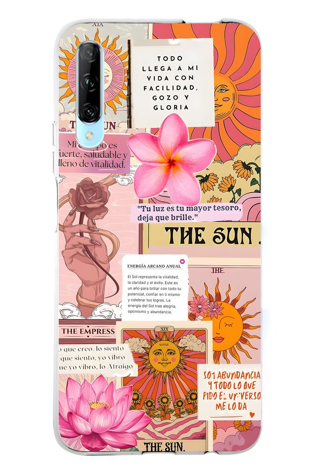 حافظة هاتف شفافة متوافقة مع هاتف هواوي بي سمارت برو من نوع Sun Tarot منقوش
