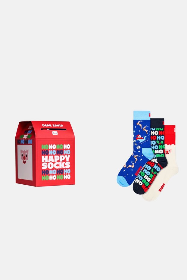 Multicolored Celebration Patterned 3-Piece Cotton Gift Sock Set