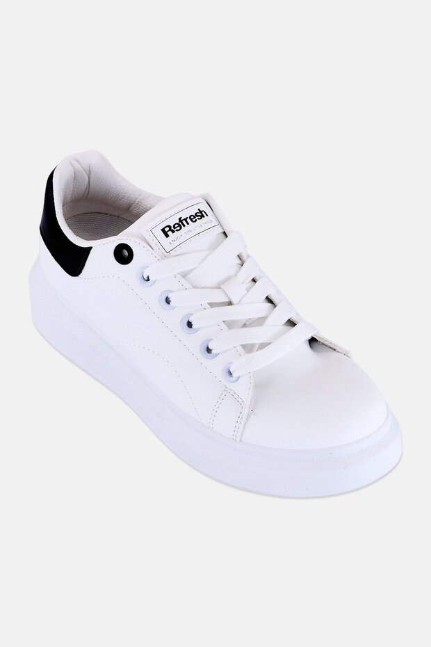 Women Brand Logo Lace Up Casual Shoes, White