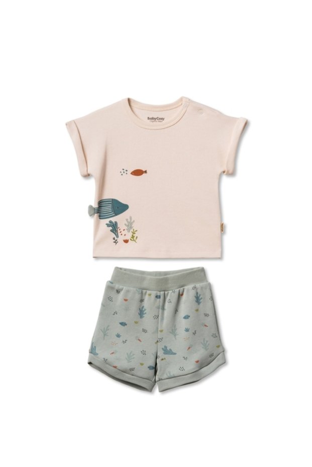 100% Organic Cotton ,Baby Set – Summer Short Sleeve T-Shirt & Shorts Set – Unisex Organic Baby Clothing