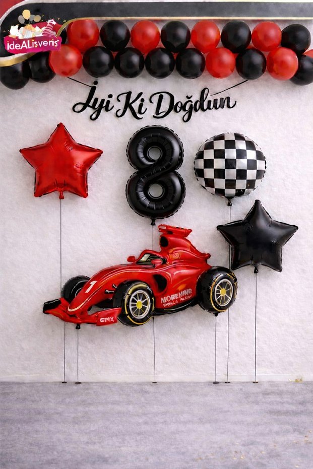 Race Car Themed Birthday Balloon Decoration Set for 1-9 Years Old Party Decoration Set with Happy Birthday Written