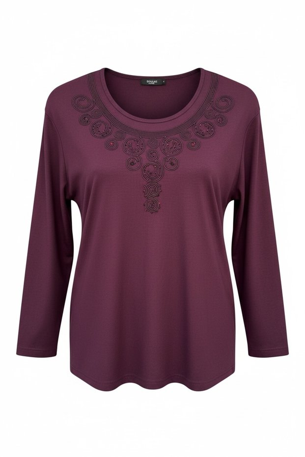 Mother's Work Detailed Burgundy Color Blouse
