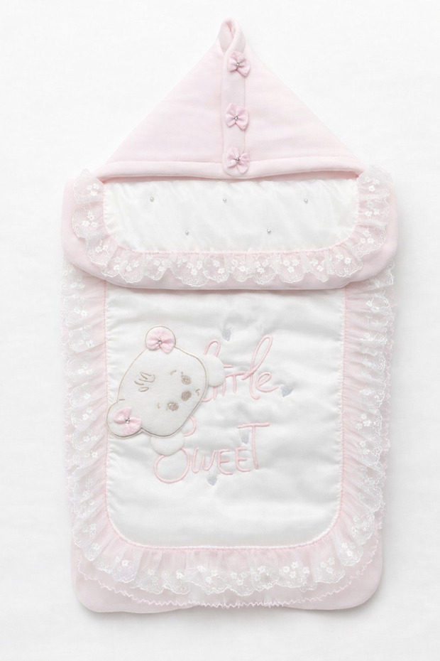 Teddy Bear Print Lace Piece Newborn Baby Swaddle and Diaper Set