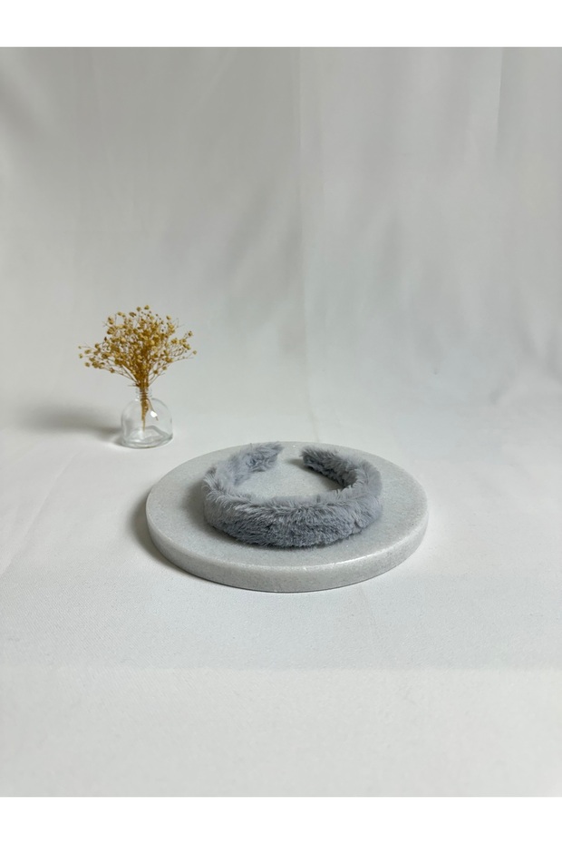 Gray Plush Curved Crown Hair Band