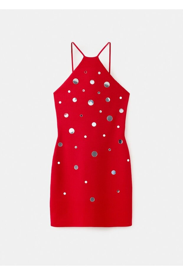 Halter yaka triko elbise - 3