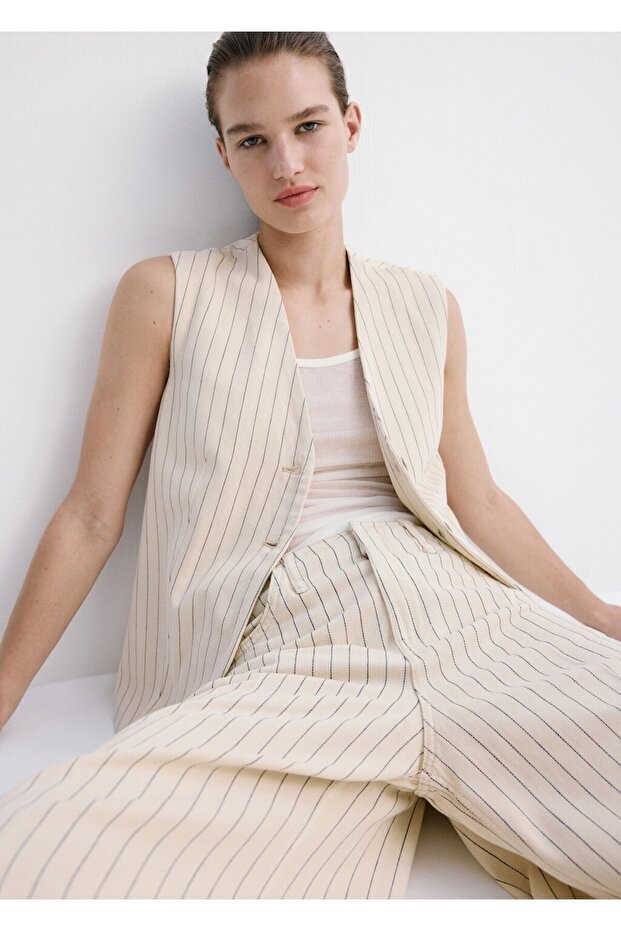 İnce çizgili yelek - 8