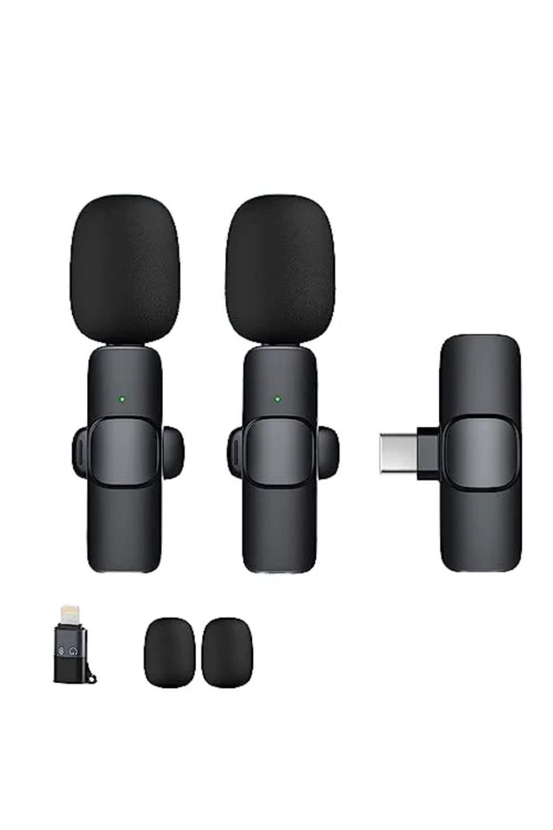 K9 Lightning Wireless Lavalier Microphone Type-C IOS Auto-syncs Microphone for Video Recording Vlog